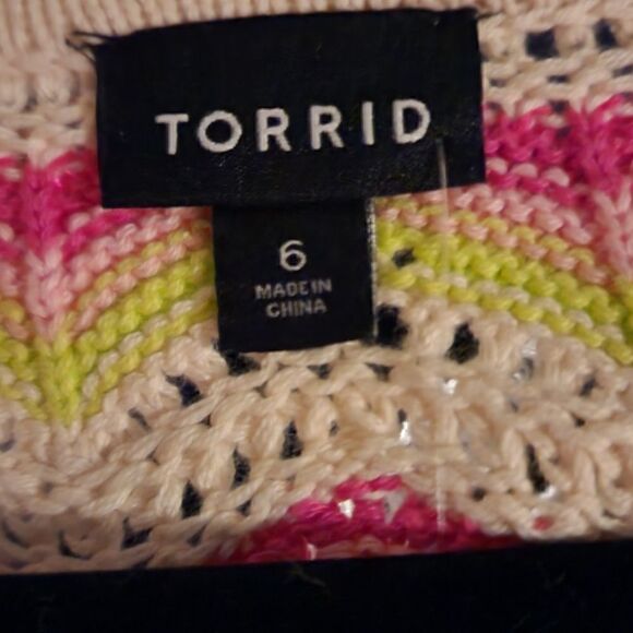 6X 30W Torrid Pink Crochet Sweater Flutter Sleeve Pointelle Pullover Open Knit d - Picture 8 of 9